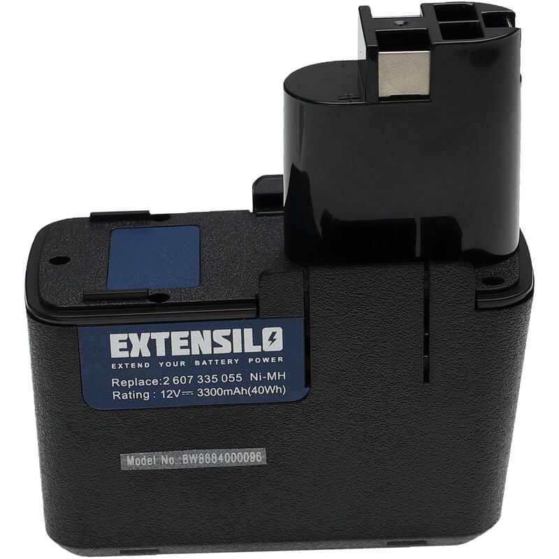Extensilo - 2x Batteries compatible avec Bosch psr 12VES outil électrique (3300 mAh, NiMH, 12 v)