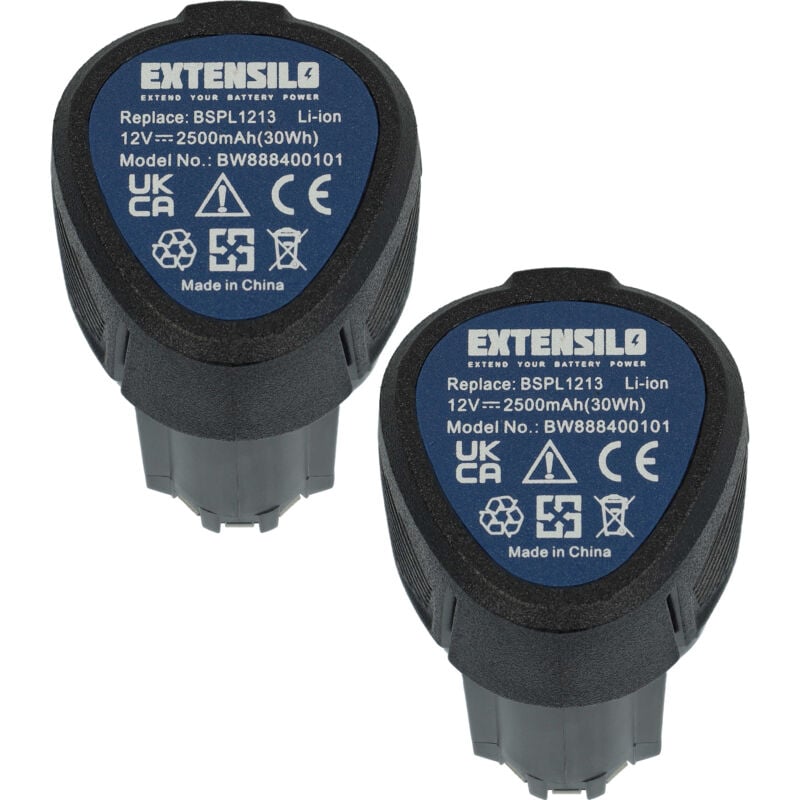 Extensilo - 2x Batteries compatible avec Hendi couteau à kebab (2500 mAh, Li-ion, 12 v)