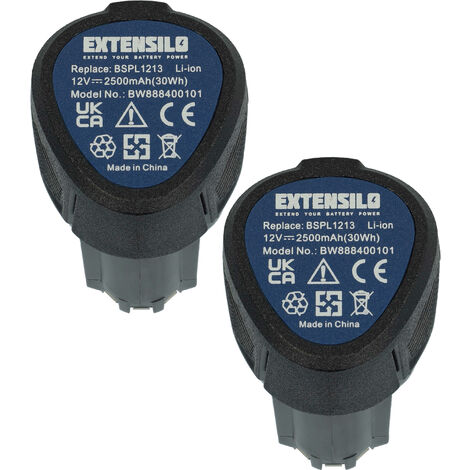 EXTENSILO 2x Batteries compatible avec Ryobi RCD12011L, RMT12011L, RRS12011L, R12DD-L13S, R12DD-LL13S, RCD12012L outil électrique (2500 mAh, Li-ion, 12 V)