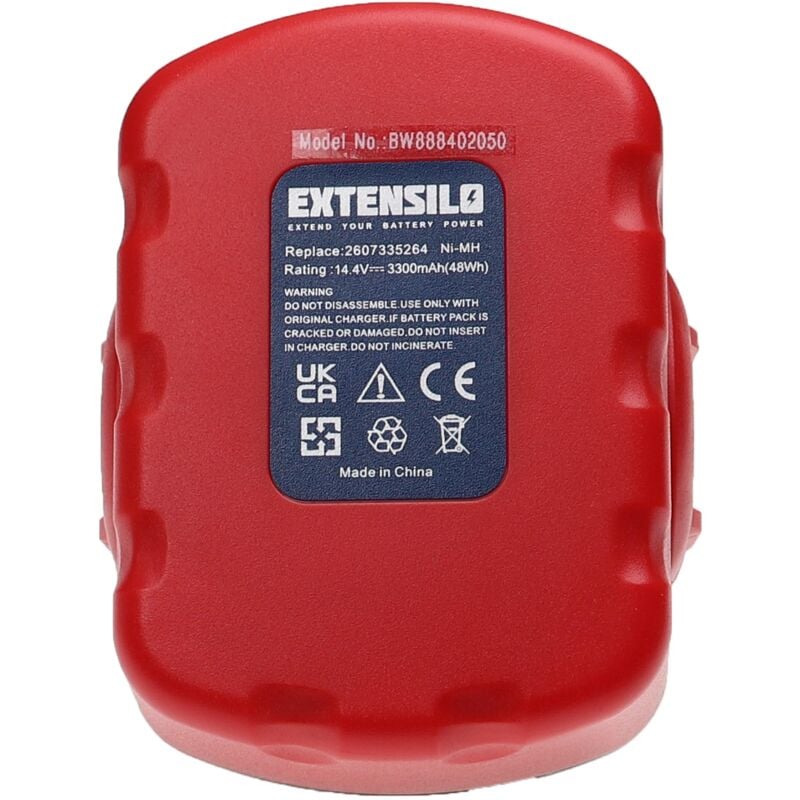 Extensilo - 2x Batterie remplacement pour Bosch 2 607 335 275, 2 607 335 264, 2 607 335 263, 1617S0004W pour outil électrique (3300 mAh, NiMH, 14,4 v)