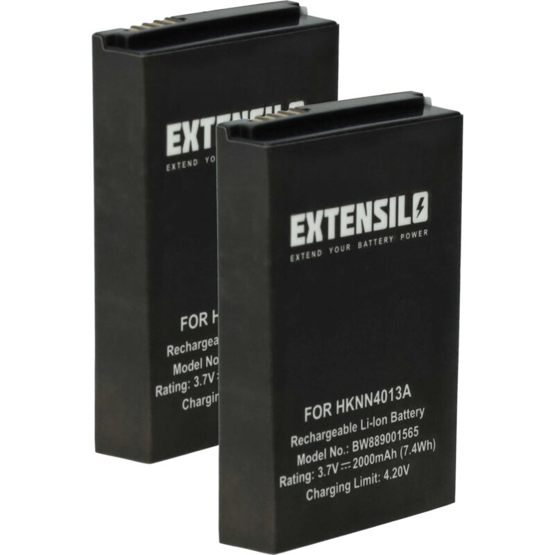 EXTENSILO 2x Battery compatible with Motorola SL500, SL4010, SL4000, SL3000, SL3500E, SL4010E Radio, Walkie-Talkie (2000 mAh, 3.7 V, Li-polymer)