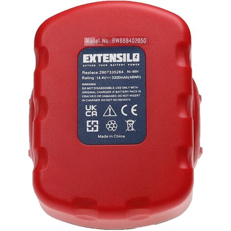 EXTENSILO 3x Akku kompatibel mit Bosch PSR 14.4VE-2(/B), PSR1440, PSR1440/B, PSR 140, PST 14.4V, VE-2 Elektrowerkzeug (3300 mAh, NiMH, 14,4 V)