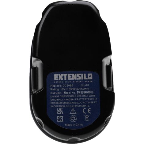 EXTENSILO 3x batteria compatibile con Dewalt DC527 Flash light, DC530KA, DC546K, DC545K, DC550B, DC550 utensile elettrico (3300 mAh, NiMH, 18 V)