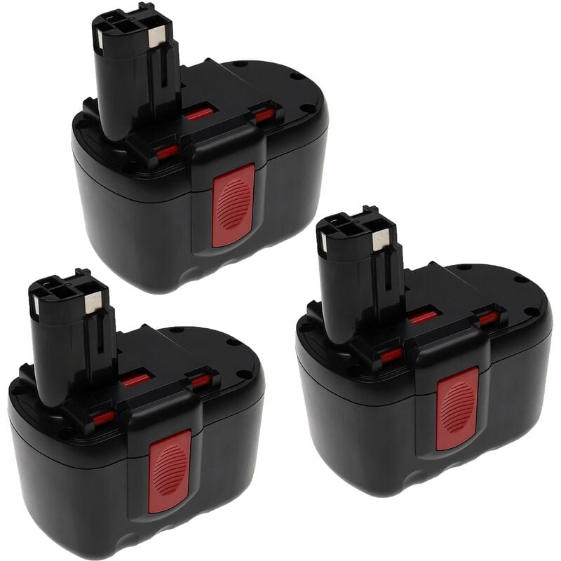 3x Batterie compatible avec Bosch 11524, 12524, 125-24, 12524-03, 13624, 13624-2G, 1645 outil électrique (3300 mAh, NiMH, 24 v) - Extensilo