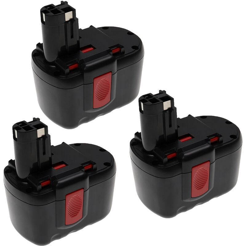 Extensilo - 3x Batterie compatible avec Bosch 3924, 3924-24, 3960, 52324, 52324B, baccs 24V, GBH-24V outil électrique (3300 mAh, NiMH, 24 v)