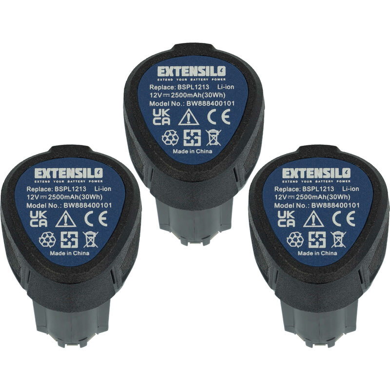 Extensilo - 3x Batteries compatible avec Hendi couteau à kebab (2500 mAh, Li-ion, 12 v)