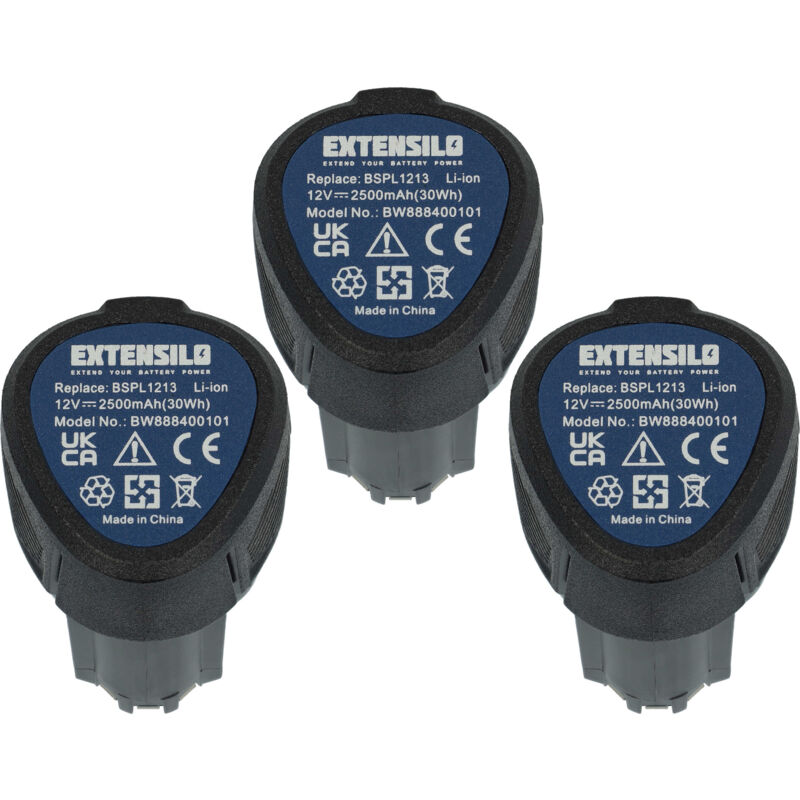 3x Batteries remplacement pour Hendi 936795 pour couteau à kebab (2500 mAh, Li-ion, 12 v) - Extensilo