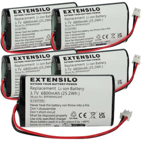 EXTENSILO 5x Akku kompatibel mit Zafferano Poldina Pro Mini Tischlampe, Nachttischlampe (6800 mAh, 3,7 V, Li-Ion)