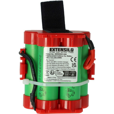 EXTENSILO Akku kompatibel mit Gardena Robotic R38Li 2012, R38Li 2013, R38Li 2014, R38Li 2015 Rasenroboter Rasenmäher (3000mAh, 18V, Li-Ion)