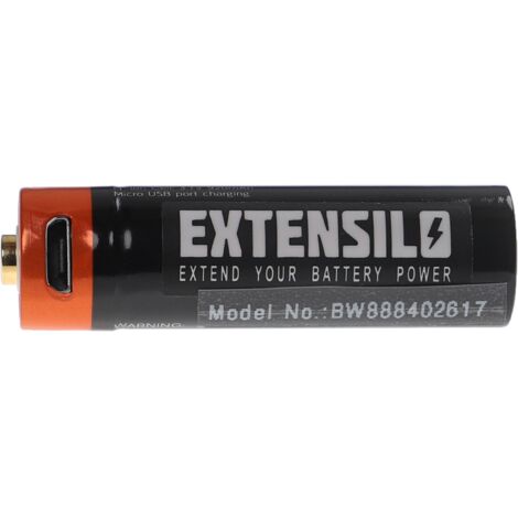 EXTENSILO Batería AA Mignon (AA) - Con conector USB Micro, 920 mAh, 1,5 V, Li-Ion