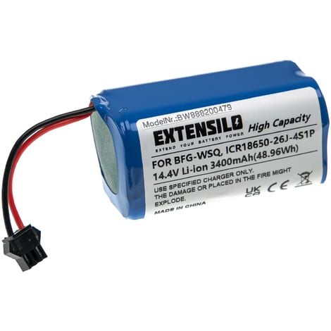 EXTENSILO Batería compatible con Cecotec Excellence, CONGA 1090, CONGA 1190, CONGA 950, CONGA 990 robot limpieza, azul (3400 mAh, 14,4 V, Li-Ion)