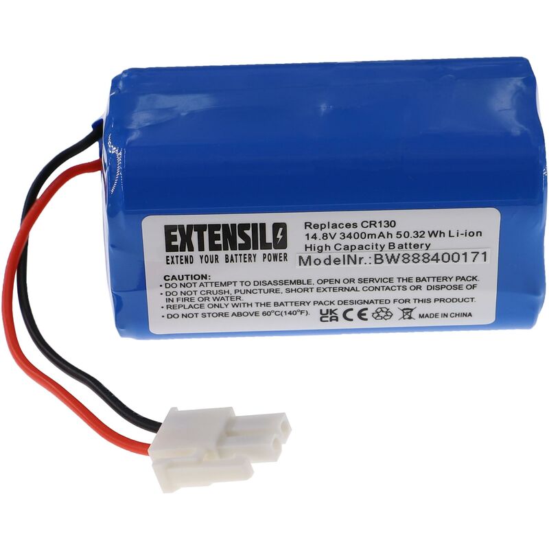 

Batería recargable compatible con Dibea V780, D960, GT200, GT9, V750, V780s, V870 aspiradora, robot limpieza (3400 mAh, 14,8 V, Li-Ion) - Extensilo