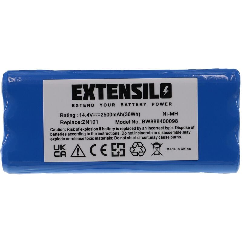 

Batería recargable compatible con Dirt Devil M606-3, M606-4, M607, M610, M607 Spider aspiradora, robot limpieza (2500 mAh, 14,4 V, NiMH) - Extensilo