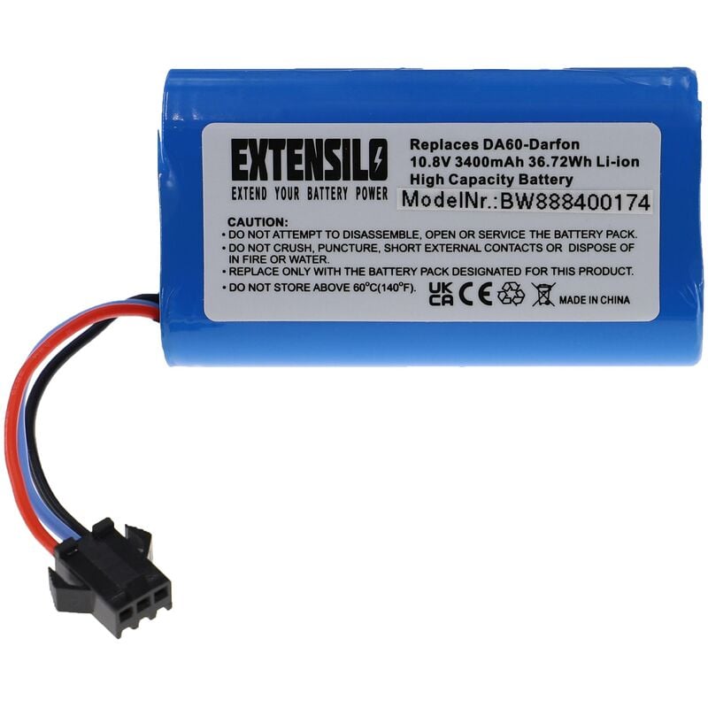 

Batería recargable compatible con Ecovacs D36A, D36B, D36C, D36E, DA60, DA611, DB35 aspiradora, robot limpieza (3400 mAh, 10,8 V, Li-Ion) - Extensilo
