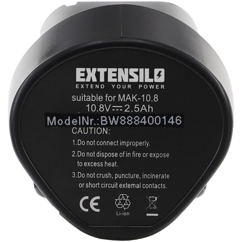 

EXTENSILO Batería recargable compatible con Makita BMR101, BMR103, BMR103B, BMR104, BMR100, BMR102 herramientas eléctricas (2500 mAh, Li-Ion, 10,8 V)