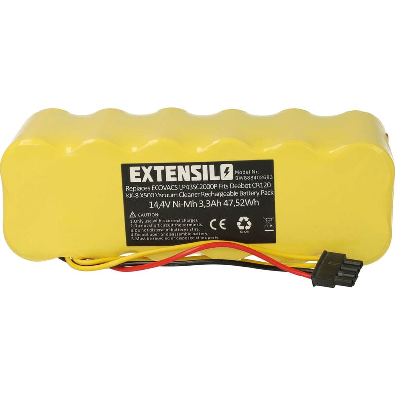Image of Extensilo - 1x batteria compatibile con Ariete Briciola 2712, 2711, 2717 aspirapolvere (3300mAh, 14,4V, NiMH)