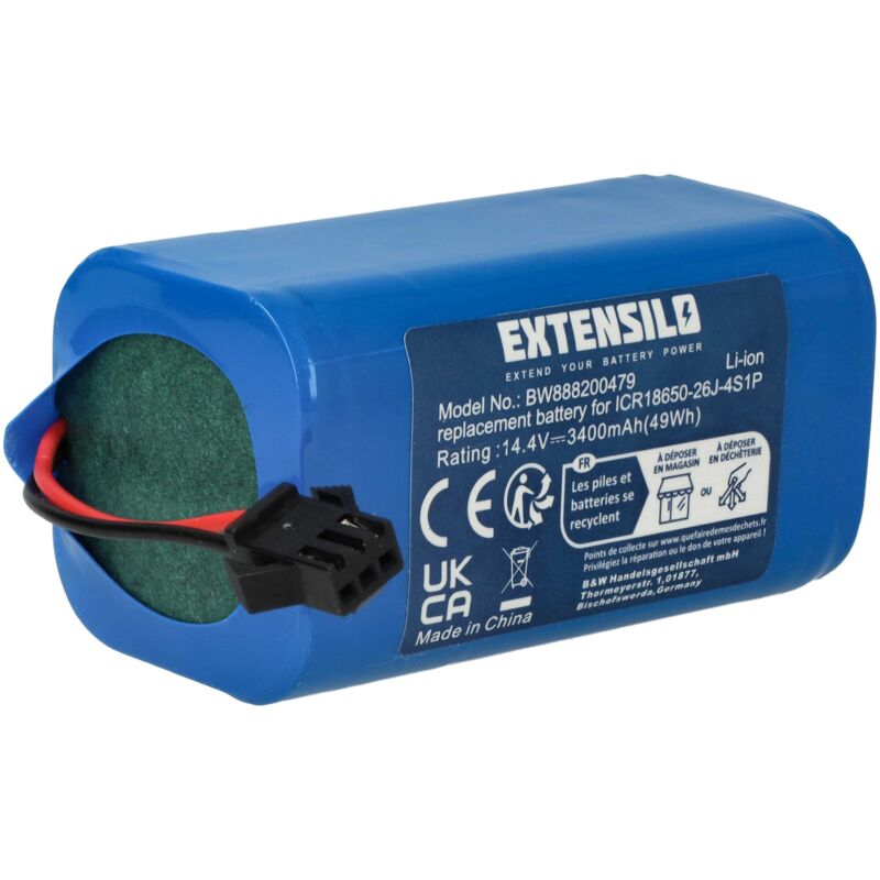 Extensilo - batteria compatibile con Deenke DK700 home cleaner blu (3400mAh, 14,4V, Li-Ion)