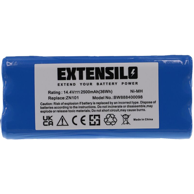 Image of Batteria compatibile con Ecovacs Dibea K6L, K6, L6, ZN101 aspirapolvere home cleaner (2500mAh, 14,4V, NiMH) - Extensilo