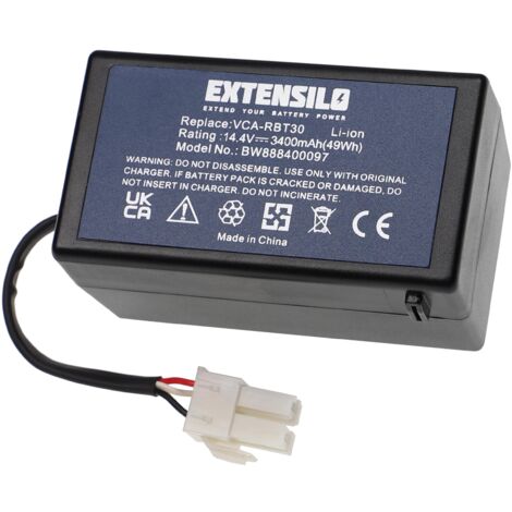 EXTENSILO batteria compatibile con Samsung Navibot Pop-Out SR10F71UB, Pop-Out VR10F71, Pop-Out VR10F71UA aspirapolvere (3400mAh, 14,4V, Li-Ion)