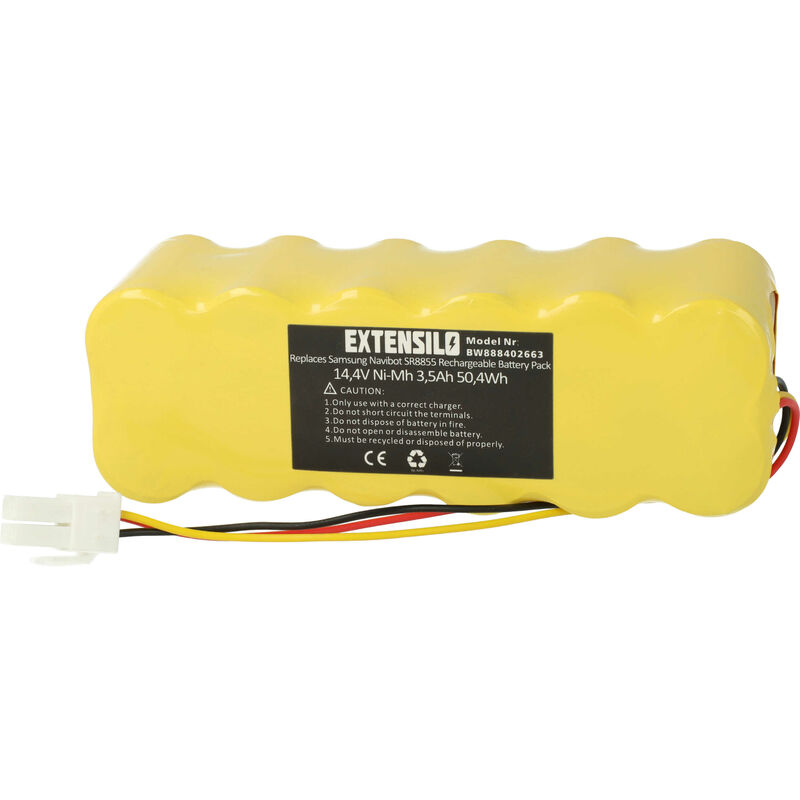 Image of Batteria compatibile con Samsung Navibot VCR8750, VCR8824, VCR8825, VCR8830, VCR8840 aspirapolvere (3500mAh, 14,4V, NiMH) - Extensilo