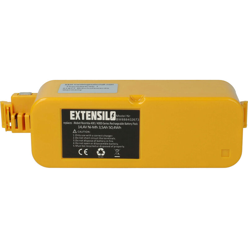 Image of EXTENSILO batteria compatibile con Sichler PCR-3350, PCR-1350 L, PCR-2350 LX, NC-3337, NC-3338 home cleaner, giallo (3500mAh, 14,4V, NiMH)