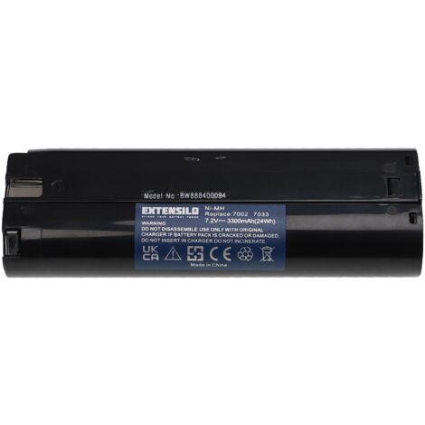 EXTENSILO batteria compatibile con Uniropa KT-250 BP-72 utensile elettrico (3300 mAh, NiMH, 7,2 V)