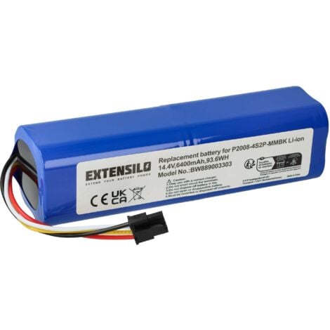 EXTENSILO batteria compatibile con Xiaomi SDJQR02RR, SDJQR03RR, Mi Robo, SDJQR01RR home cleaner (6400mAh, 14,4V, Li-Ion)