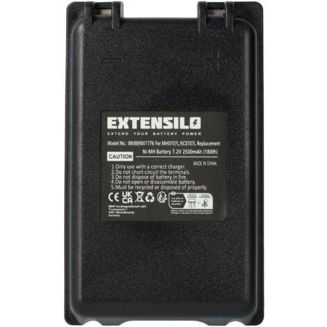 EXTENSILO batteria sostituisce Autec MH0707L, NC0707L per Radiocomando Industriale, Telecomando (2500mAh, 7,2V, NiMH) - Nero