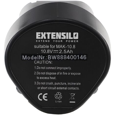 EXTENSILO batteria sostituisce Makita BL1013, BL1014 per attrezzi da lavoro (2500 mAh, Li-Ion, 10,8 V)