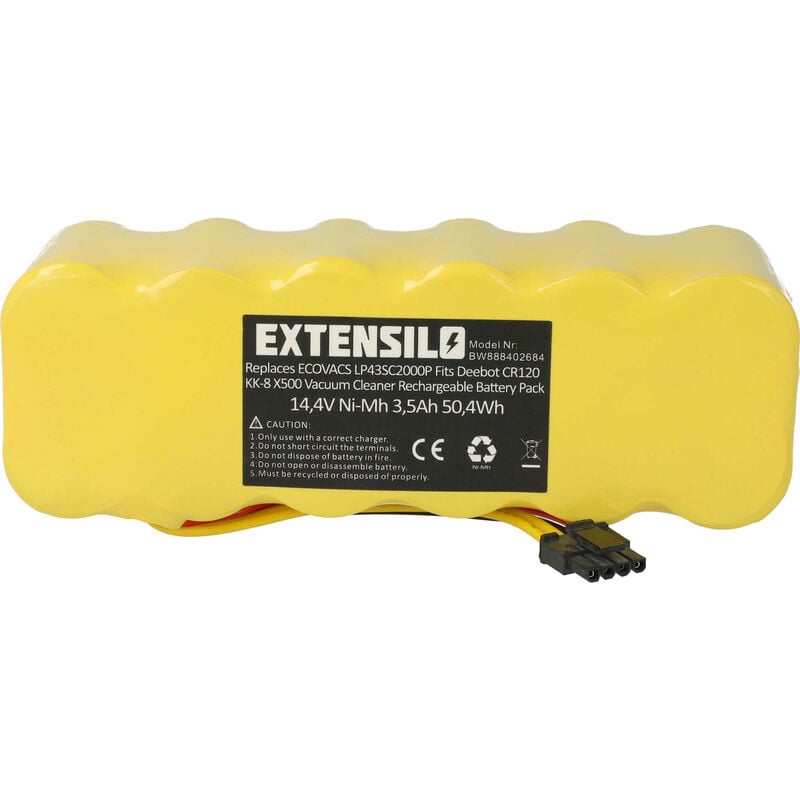 1x Batterie compatible avec Ariete Briciola 2712, 2711, 2717 aspirateur (3500mAh, 14,4V, NiMH) - Extensilo