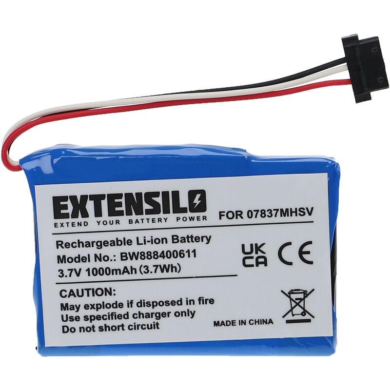 Extensilo - Batterie compatible avec Becker Traffic Assist Highspeed 7934, Highspeed ii, ta z 101 gps, appareil de navigation (1000mAh, 3,7V, Li-ion)