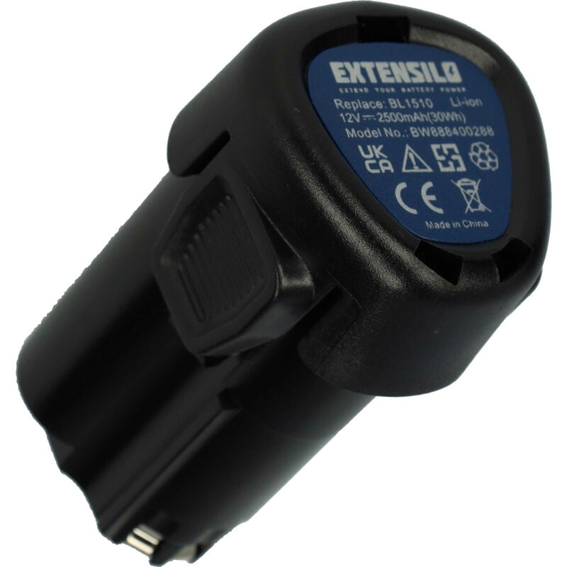 Extensilo - Batterie compatible avec Black & Decker BDCDMT112, EGBL108, EGBL108KB, GKC108 outil électrique (2500 mAh, Li-ion, 12 v)