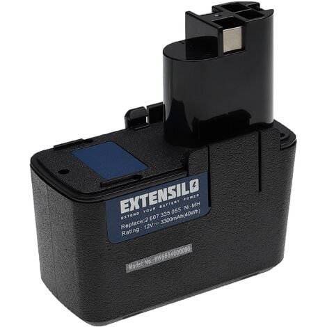 EXTENSILO Batterie compatible avec Bosch GSR 12VET, GSR 12VPE-2, GSR 12VSH-2, PSB 12VSP-2, PSR 120 outil électrique (3300 mAh, NiMH, 12 V)