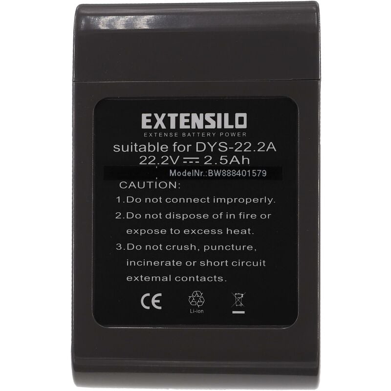 EXTENSILO Batterie compatible avec Dyson DC45 aspirateur noir (2500mAh, 22,2V, Li-ion)