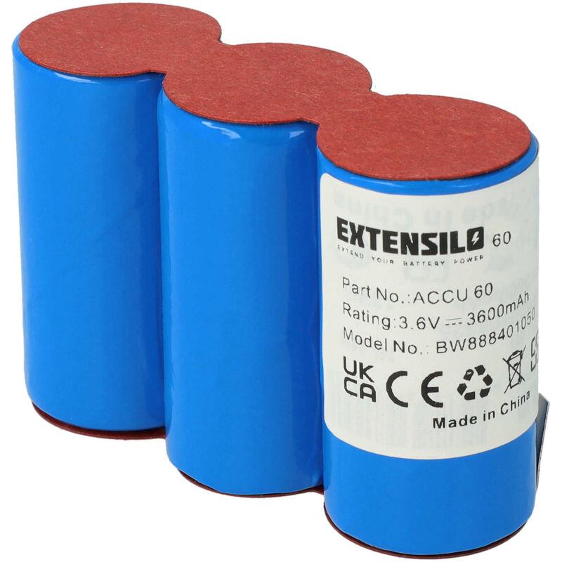 Extensilo - Batterie compatible avec Gardena Accu45 (8808), Accu60 (8800), Accu60 (8810) (3600mAh, 3,6V, NiMH)