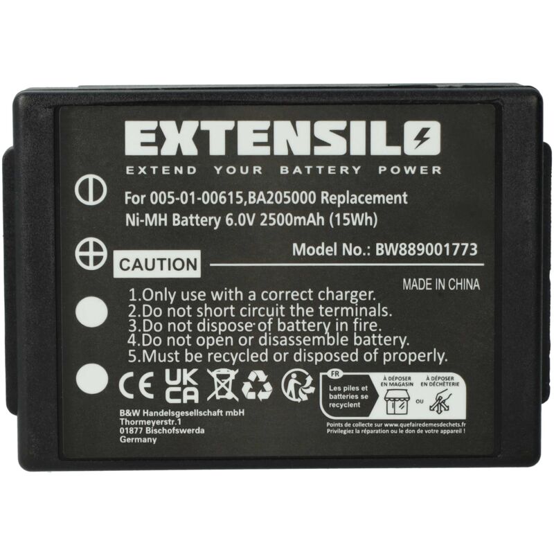 Extensilo - Batterie compatible avec hbc Spectrum a, 1, b, 2 opérateur télécommande industrielle (2500mAh, 6V, NiMH)