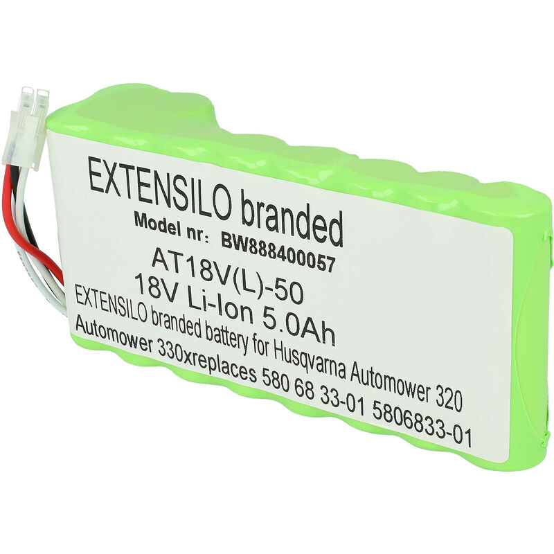 Extensilo - Batterie compatible avec Husqvarna Automower 430X, 430, 420 2017, 420 2018, 420 2019 robot tondeuse (5000mAh, 18V, Li-ion)