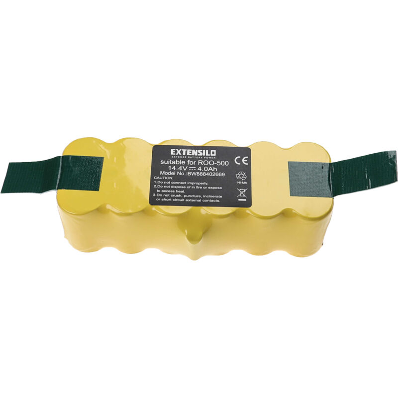 Extensilo - 1x Batterie compatible avec iRobot Roomba 562, 555, 560, 540, 550, 535, 565, 563, 564, 551, 561 robot électroménager (4000mAh, 14,4V,