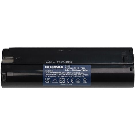 EXTENSILO Batterie compatible avec Makita 6002DW, 6002DWK, 6010D, 6010DL, 6010DW, 6010DWK, 6012D, 6012DL outil électrique (3300 mAh, NiMH, 7,2 V)