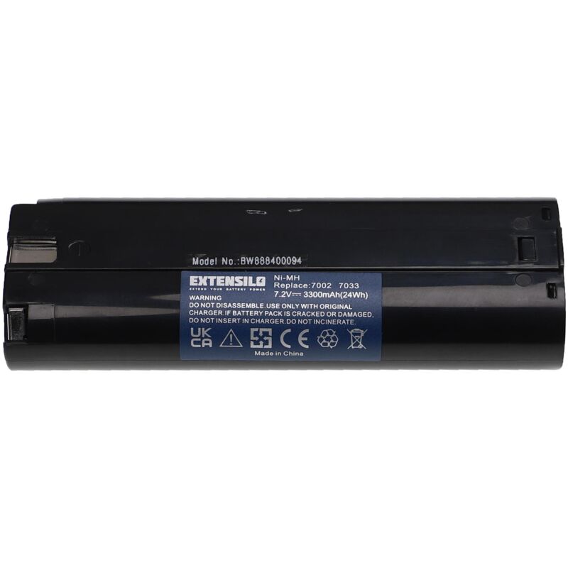 EXTENSILO Batterie compatible avec Mikrofyn Mikrolaser ML 10LD, ML 10X, ML 11LD, ML 11X, ML 13X, ML-14i outil électrique (3300 mAh, NiMH, 7,2 V)