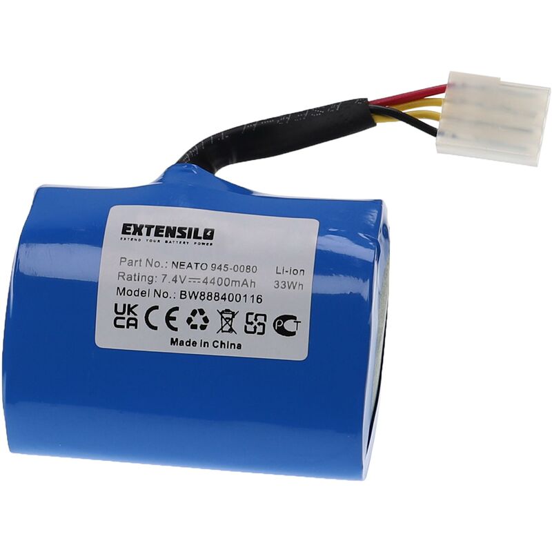 Extensilo - Batterie compatible avec Neato Signature 25, XV-11, XV-12, XV-11 All Floor aspirateur, robot électroménager (4400mAh, 7,4V, Li-ion)