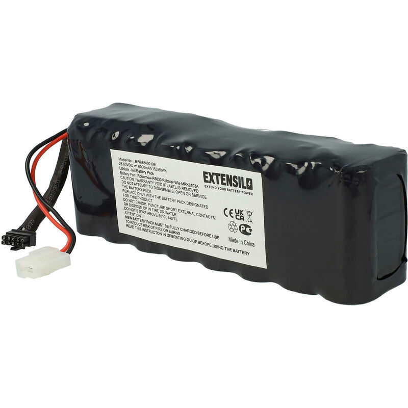Extensilo - Batterie compatible avec CubCadet XR3 Lawnkeeper 1800 robot tondeuse (6000mAh, 25,6V, Li-ion)
