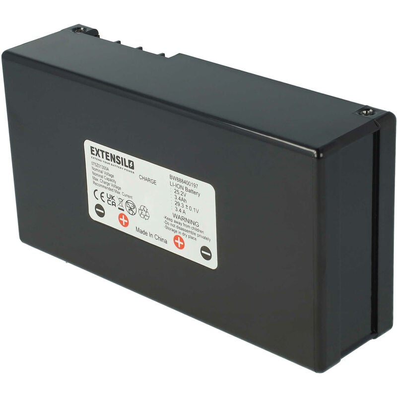 Extensilo - Batterie compatible avec Stiga Autoclip 230, 230S, M3, M5, M7 robot tondeuse (3400mAh, 25,2V, Li-ion)