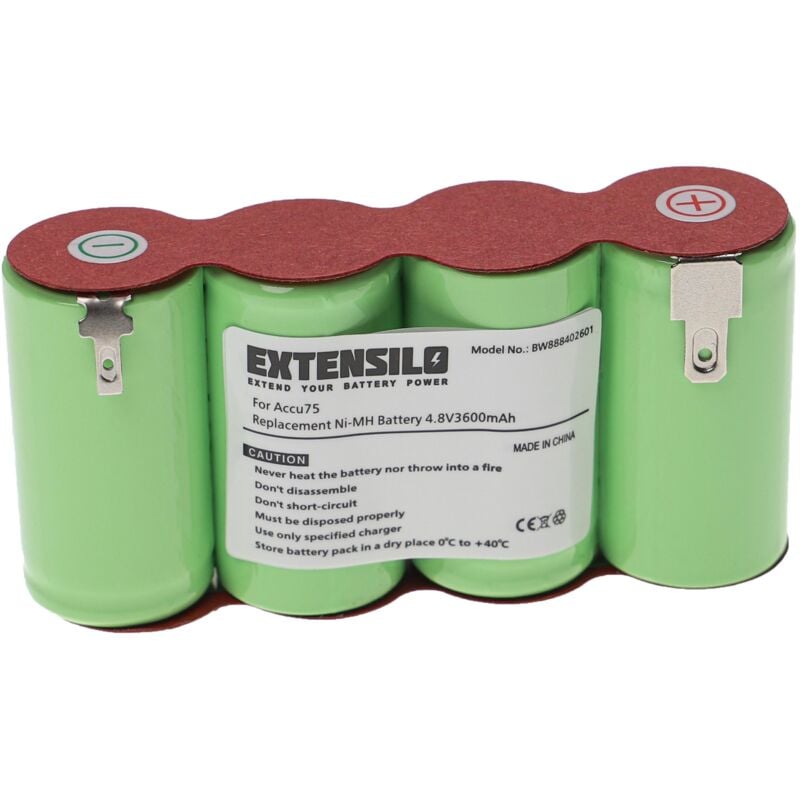 EXTENSILO Batterie compatible avec Vileda Ultramat Electro System seau rotatif (3600mAh, 4,8V, NiMH)