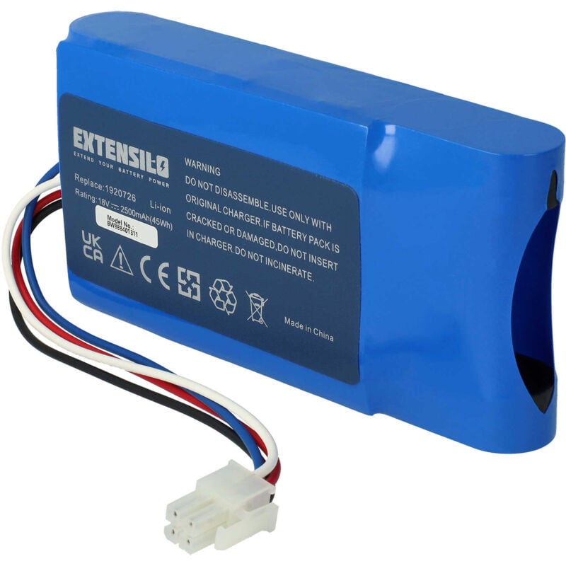 Batterie compatible avec Yard Force Amiro 400, 400i, 350i, 350 tondeuse (2500mAh, 18V, Li-ion) - Extensilo