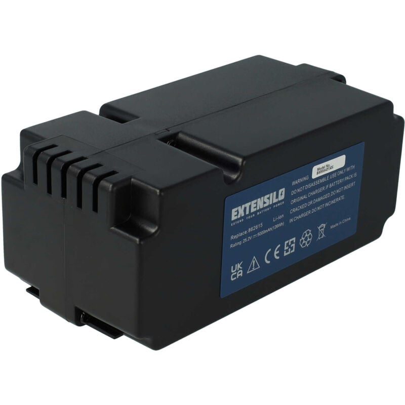 EXTENSILO Batterie compatible avec Yard Force X100i, SA900B, SA650B, X80i, X50i tondeuse 5000mAh, 25,2V, Li-ion