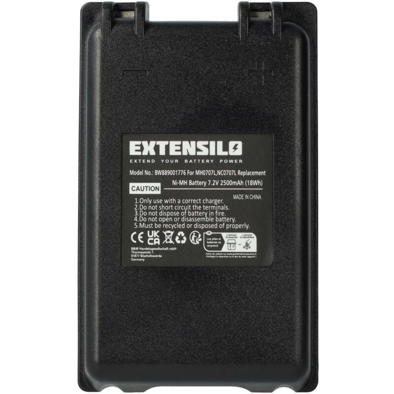 Batterie remplacement pour Autec MH0707L, NC0707L pour opérateur télécommande industrielle (2500mAh, 7,2V, NiMH) - Extensilo