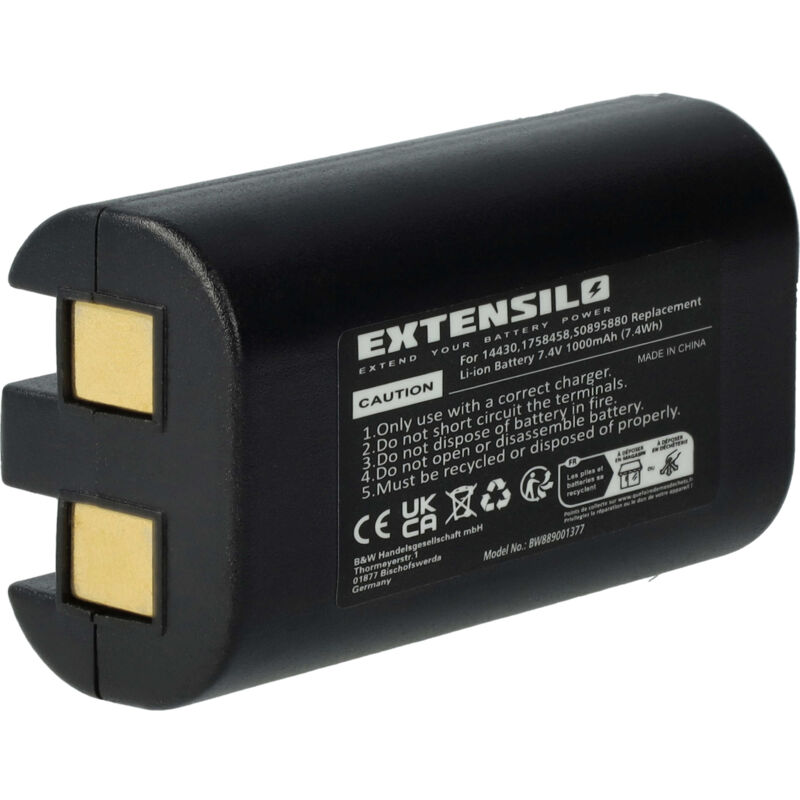 Extensilo - Batterie remplacement pour Dymo S0915380, W003688 pour imprimante, scanner, imprimante d'étiquettes (1000mAh, 7,4V, Li-ion)