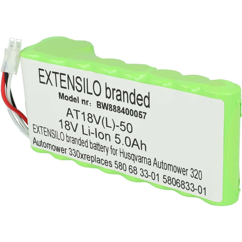 Extensilo - Batterie remplacement pour Husqvarna 580 68 33-02, 5806833-02, 5806833-03, 580683303 pour robot tondeuse (5000mAh, 18V, Li-ion)