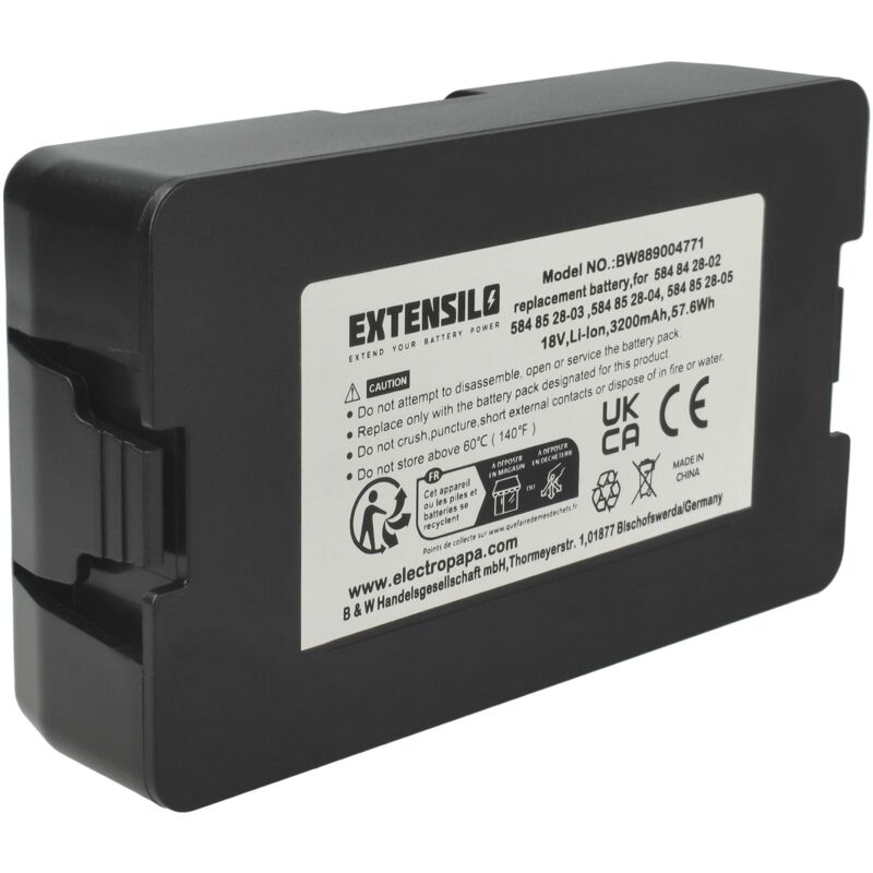Extensilo - Batterie remplacement pour McCulloch 5848528-05, 5848528-03, 5848528-04, 584 85 28-04, 584 85 28-03 pour robot tondeuse (3,2Ah, 18V,